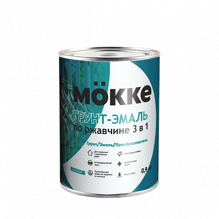 Грунт-эмаль 3-в-1 алкидно-уретановая MOKKE зеленый, 1,9 кг 