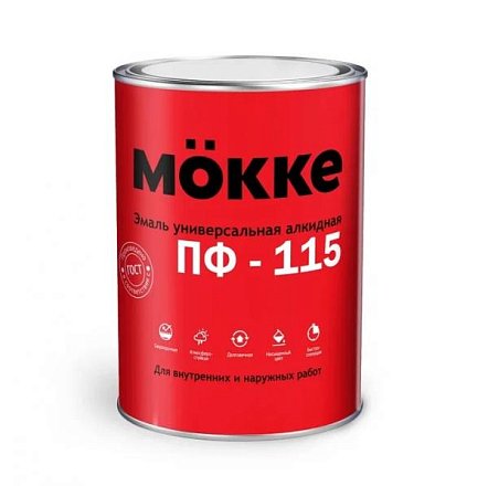 Эмаль алкидная ПФ-115 MOKKE красный, 1,9 кг (ГОСТ 6465-76) 